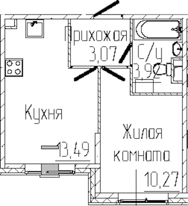 1-комнатная квартира 30.75 м², 1/6 эт., ЖК «SERTOLOVO PARK»